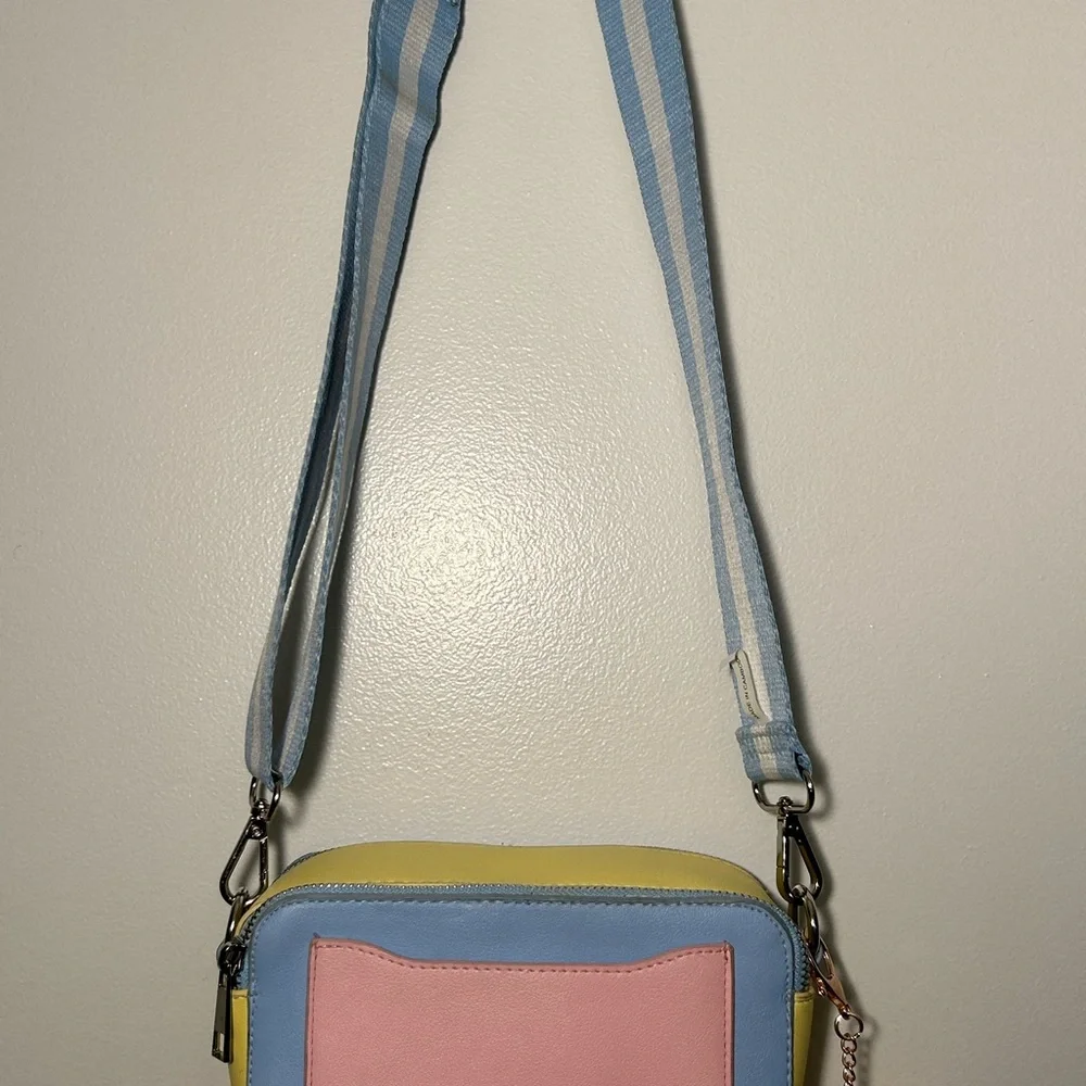 Pastel Kids Crossbody Bag with Ice Cream Charm - Blue, Pink & Yellow